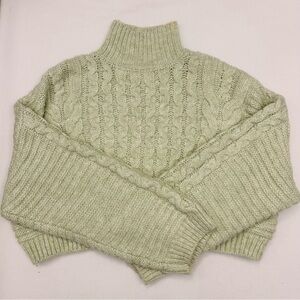 Topshop Sage Cable Knit Turtleneck Sweater